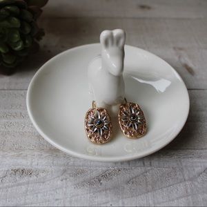 Fall Sunflower Hematite Hinge Clip Gold Earrings